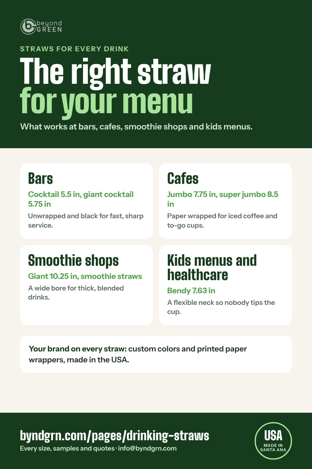 The right straw for bars, cafes, smoothie shops and kids menus